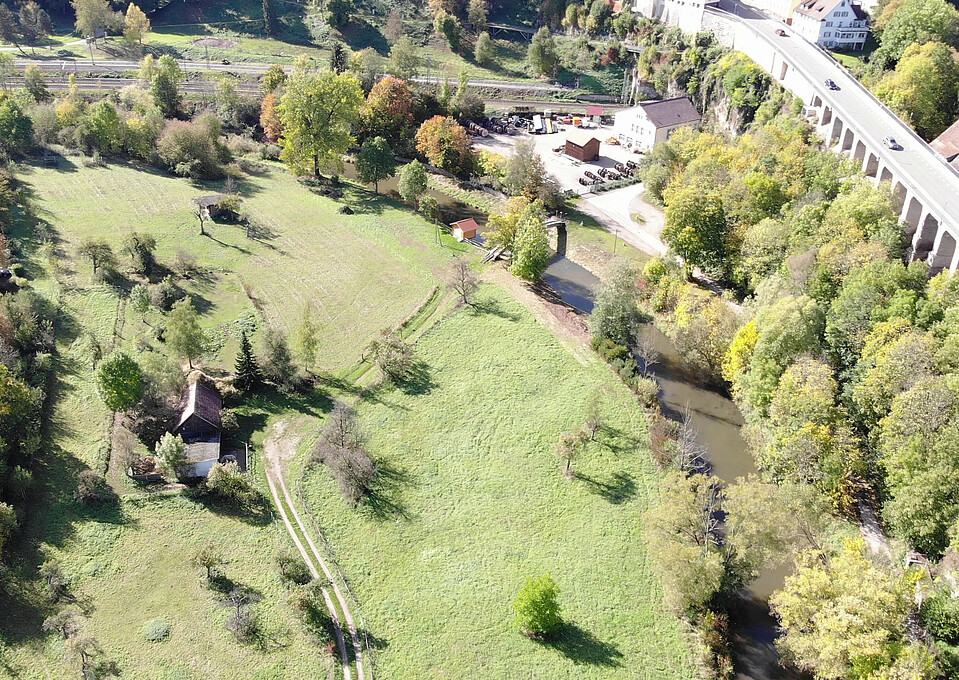 Luftaufnahme des Neckars bei Rottweil