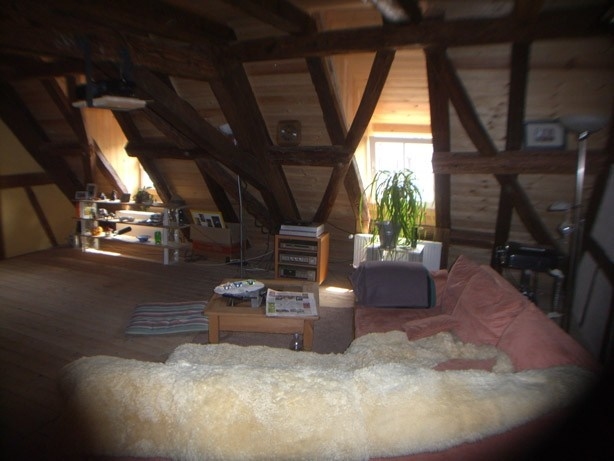 Wohnzimmer einer Dachgeschoßwohnung
