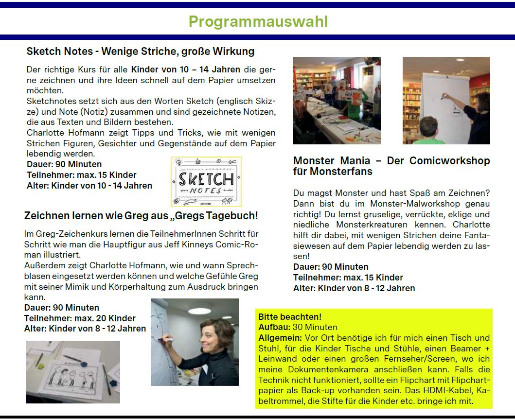 Auszug aus der Programmseite der Veranstaltungsreise 2025 mit Charlotte Hofmann