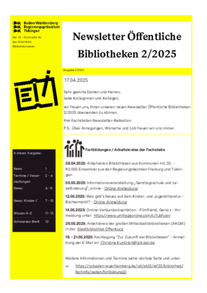 Newsletter Öffentliche Bibliotheken 2/2025 vom 17.04.2025