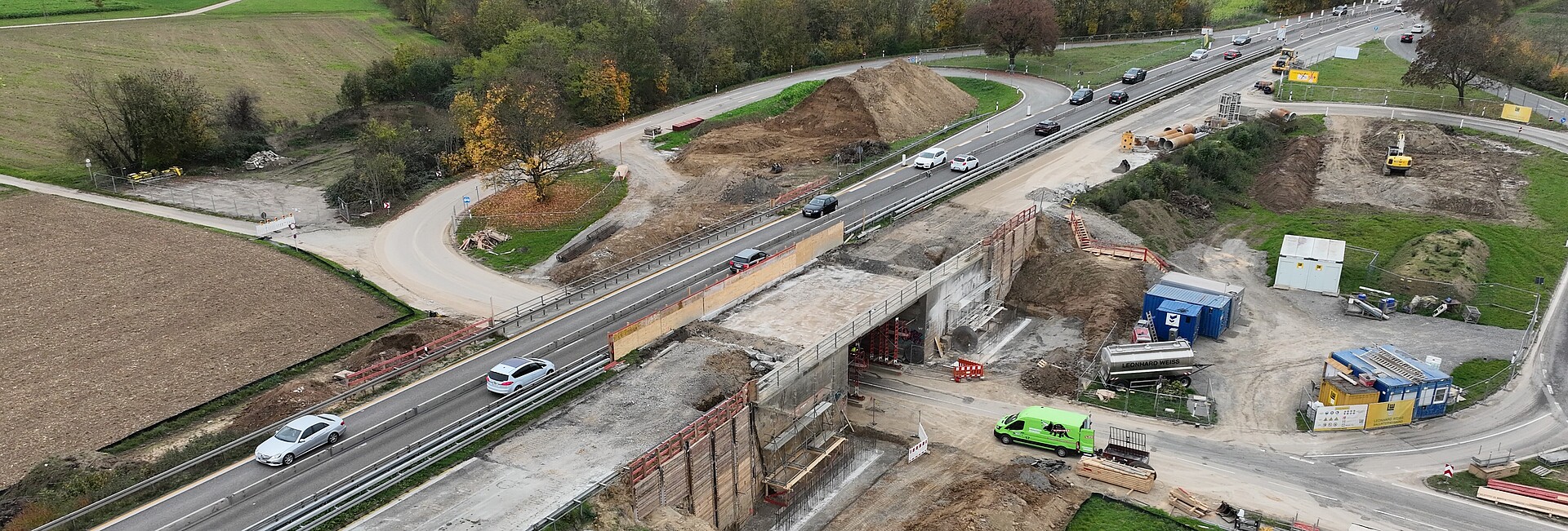 Luftbild der Baustelle, Oktober 2024