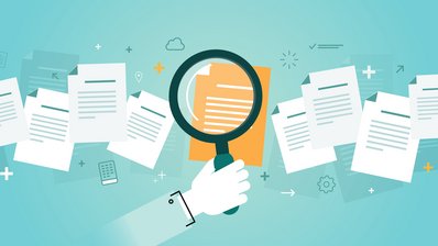 Bild zeigt Clipart Dokumente mit Lupe