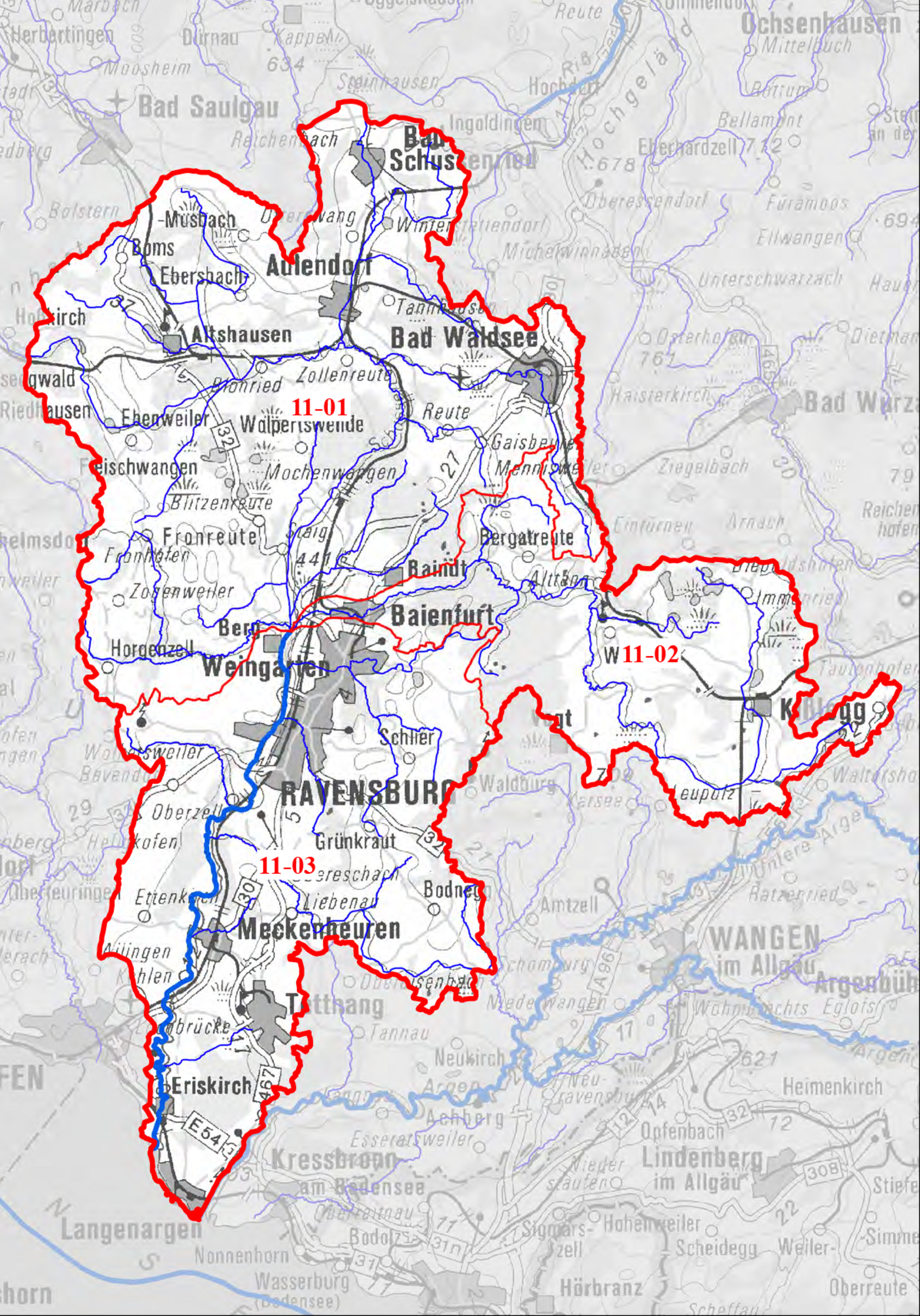 Übersichtskarte TBG 11 - Teilbearbeitungsgebiet Schussen
