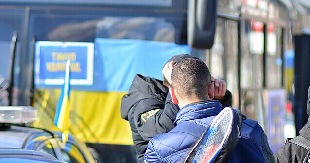 Ein Bus mit Geflüchteten aus der Ukraine
