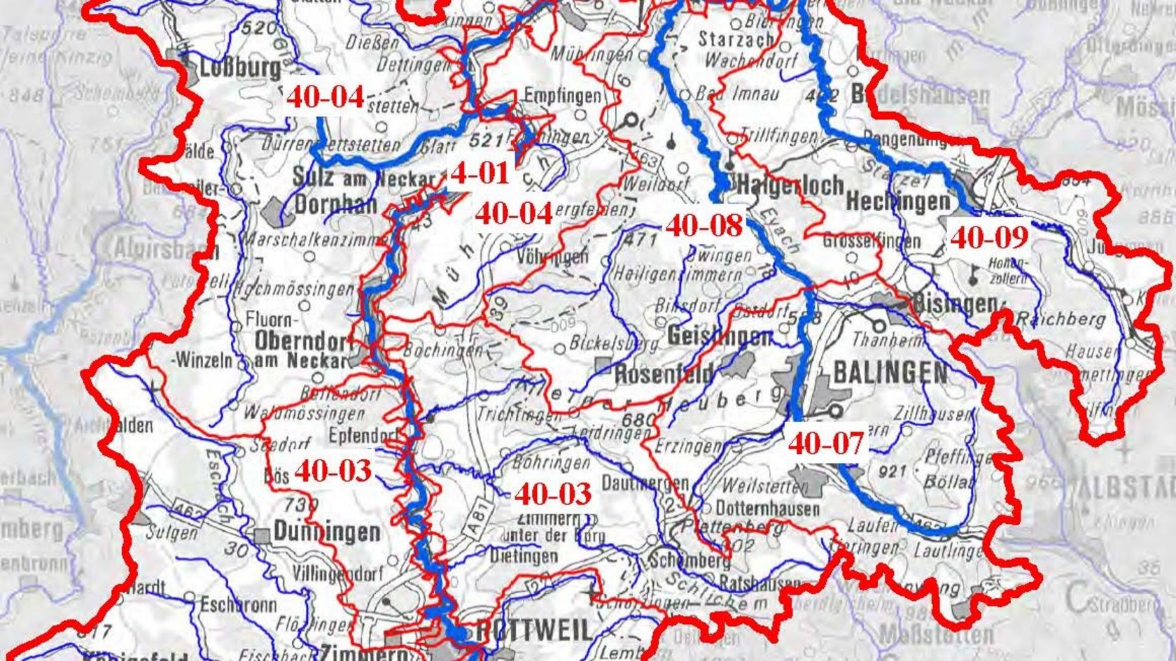 Übersichtskarte Teilbearbeitungsgebiet 40 der WRRL