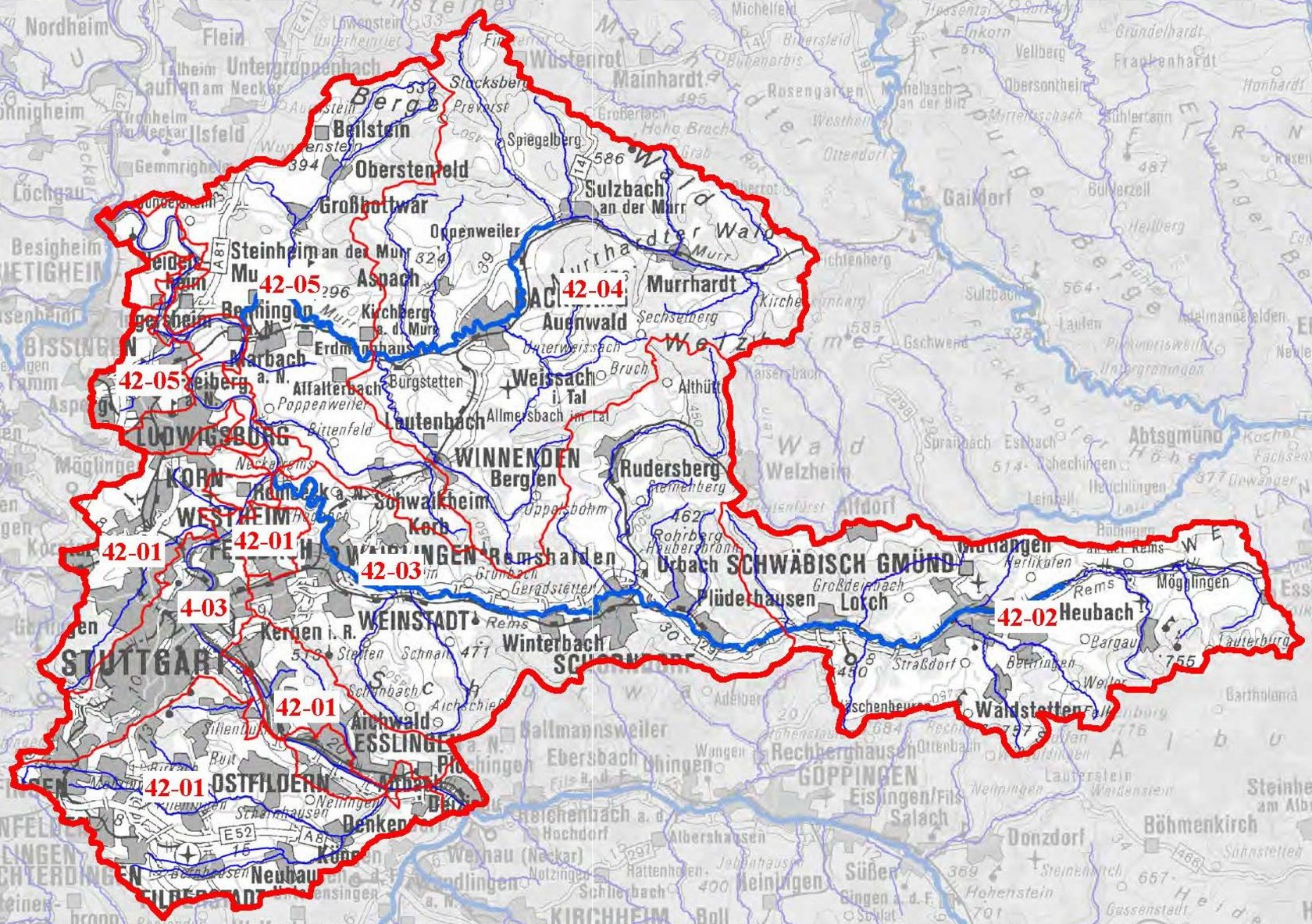 WRRL - Übersichtskarte Teilbearbeitungsgebiet 42