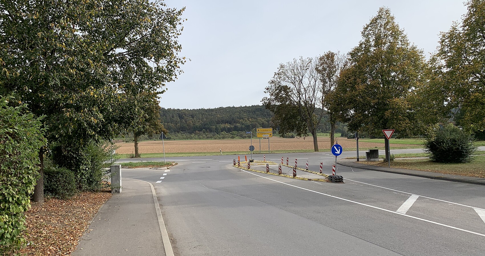 Das Foto zeigt die L 370 zwischen Rottenburg und Tübingen-Weilheim