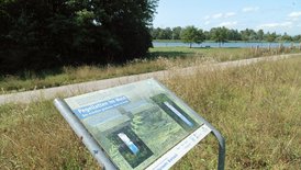 Eine Infotafel steht im Rückhalteraum