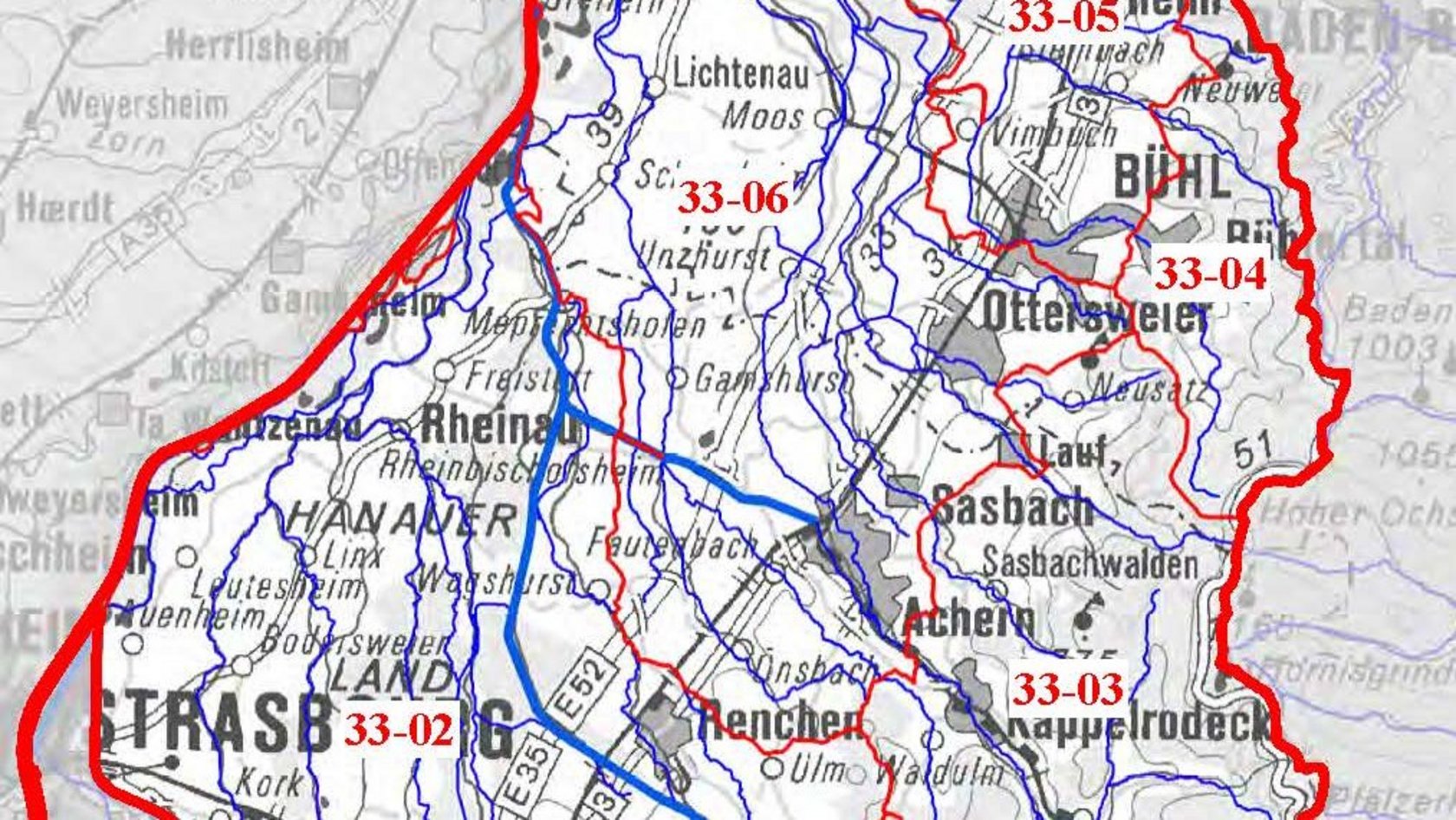 Übersichtskarte Teilbearbeitungsgebiet 33 (WRRL)