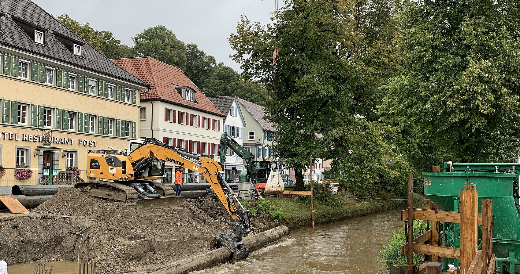 Rückbau der Baustelle „Ersatzneubau der Brücke über die Eschach in Leutkirch“