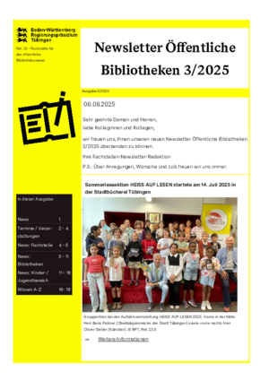 Newsletter Öffentliche Bibliotheken 2/2025 vom 06.08.2025