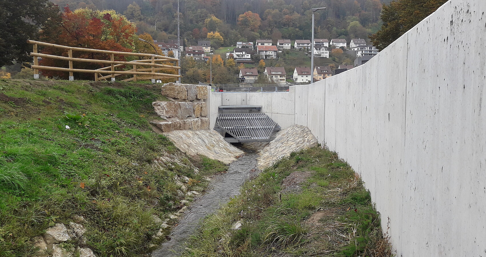 Bauabschnitt 3 - Einlaufbauwerk innen der Hochwasserschutzmaßnahmen in Niedernhall