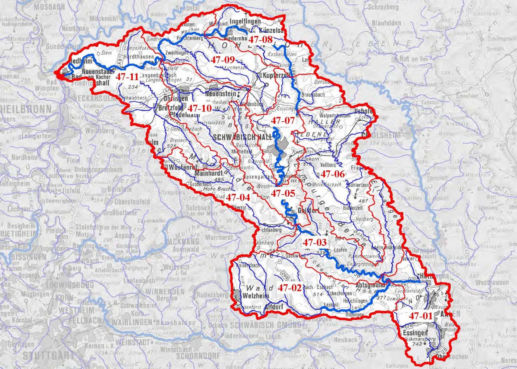 WRRL - Übersichtskarte Teilbearbeitungsgebiet 47