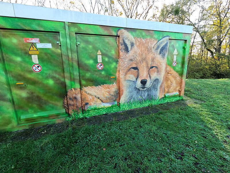 Graffiti Fuchs, gemalt von Kevin Meyle, Schutterwald
