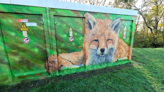 Graffiti Fuchs, gemalt von Kevin Meyle, Schutterwald