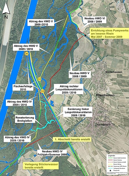 Karte des Gebiets für den Hochwasserschutz Rheinhausen