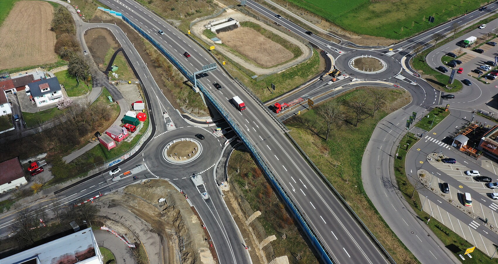 Luftbild von der neuen Anschlussstelle Überlingen-Nord (Abigknoten)