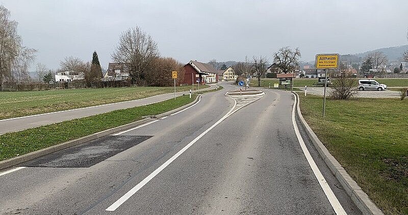 Ortsdurchfahrt von Frickingen-Altheim im Zuge der L 200 in Höhe des Ortseingangs