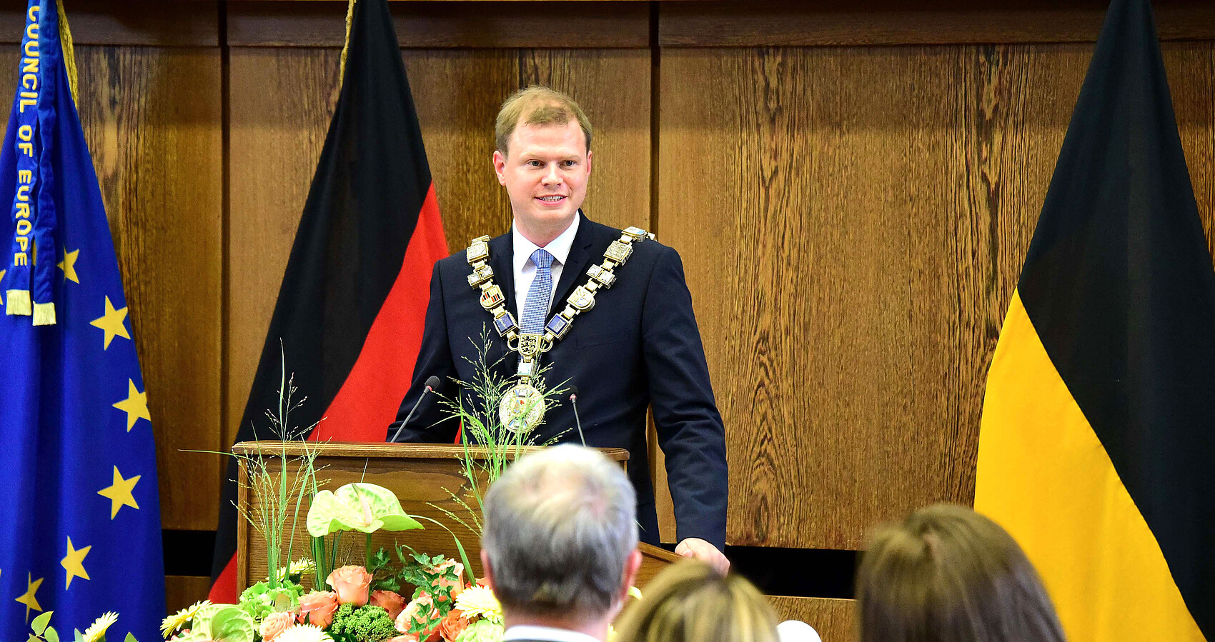 Michael Salomo wird feierlich in sein Amt als neuer Oberbürgermeister der Großen Kreisstadt Heidenheim an der Brenz eingesetzt