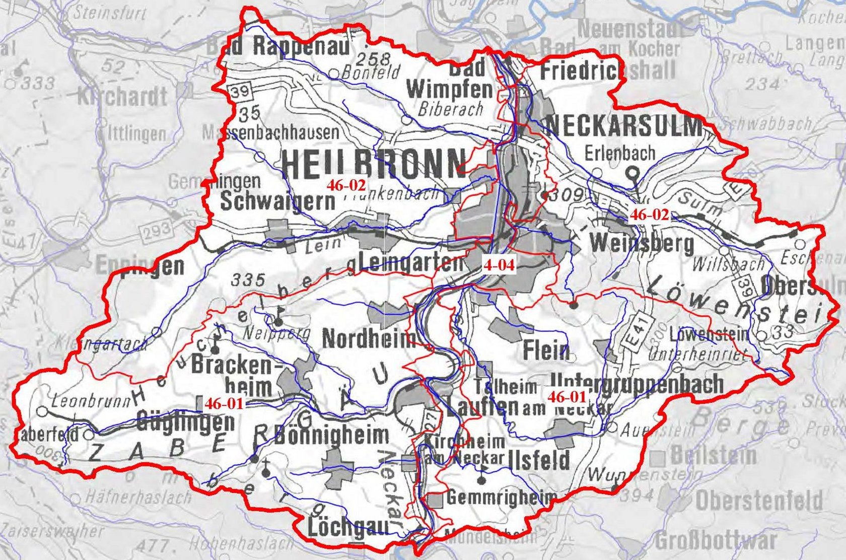 WRRL - Übersichtskarte Teilbearbeitungsgebiet 46