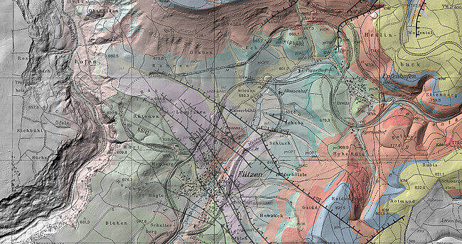 Das Bild zeigt eine karte der Landesgeologie