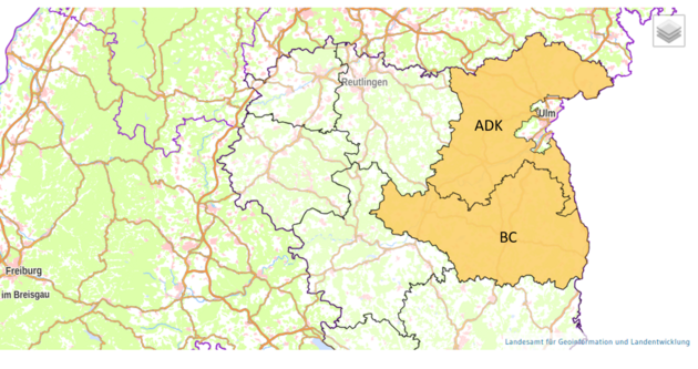 Kartenausschnitt Landkreise BC und ADK