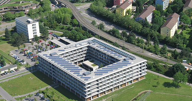 Dienstgebäude in der Bissierstraße aus der Luft