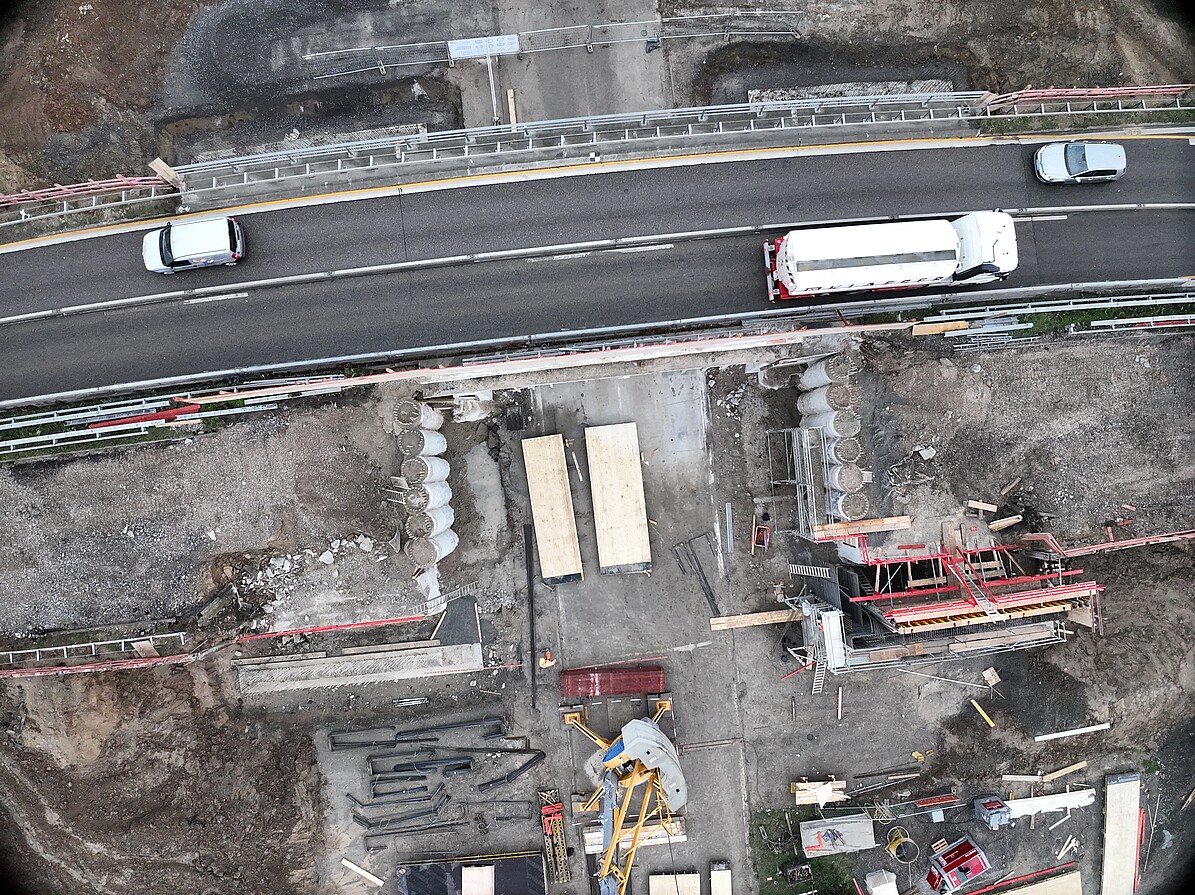 Drohnenaufnahme der Baustelle