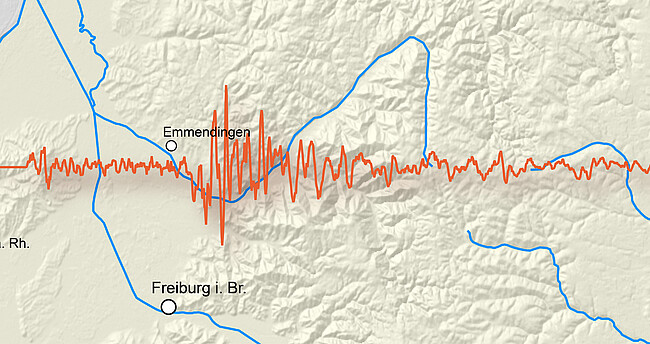 Das Bild zeigt ein Seismogramm des Landeserdbebendienstes