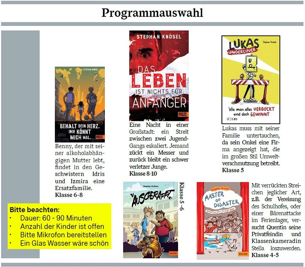 Auszug aus der Programmseite der Frederick-Veranstaltungsreise 2025 mit Stephan Knösel