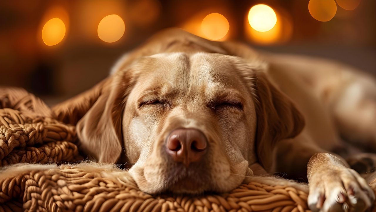 Blick auf einen entspannten Hund