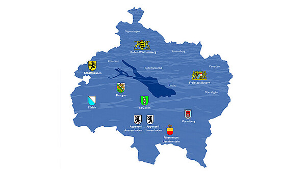 Karte des Bodenseeraums