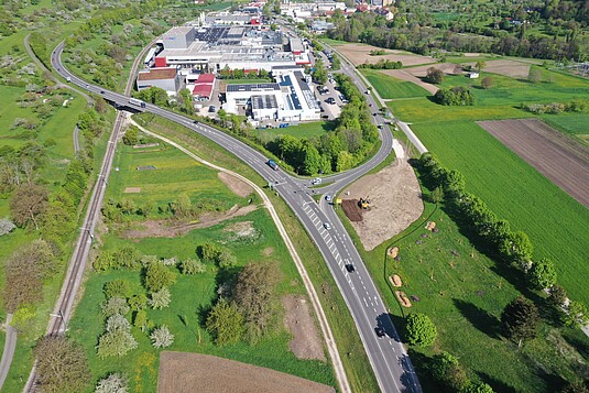 Ein Luftbild der Bleichekreuzung