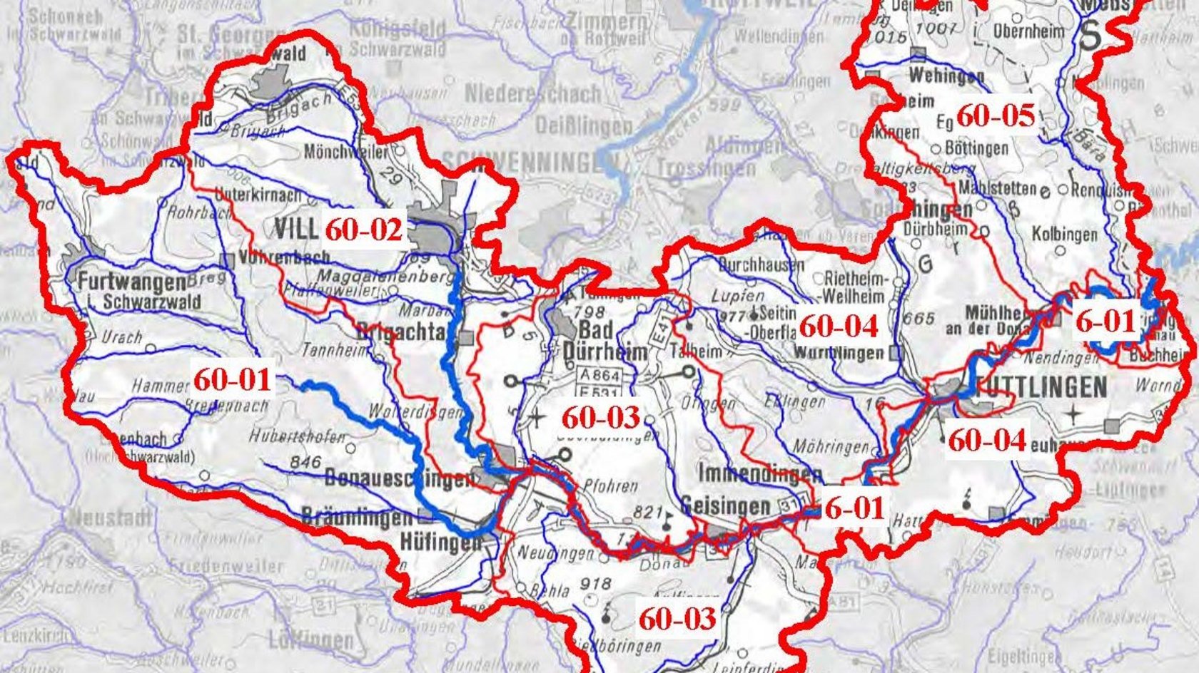 Übersichtskarte der Wasserrahmenrichtlinie im Teilbearbeitungsgebiet 60