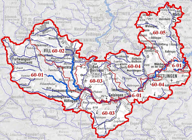 Übersichtskarte der Wasserrahmenrichtlinie im Teilbearbeitungsgebiet 60