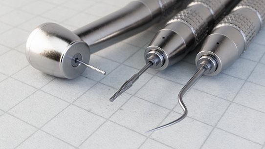 Bild zeigt Dentalwerkzeuge auf weißem Karopapier