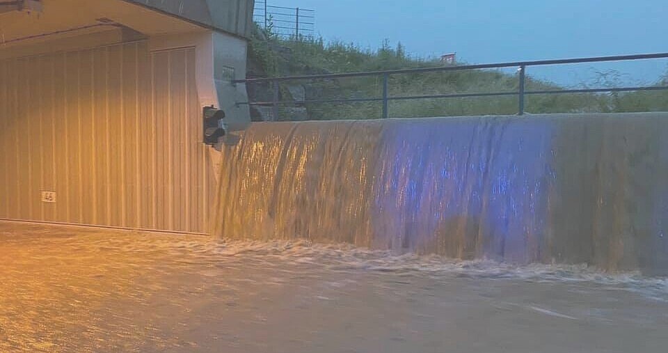 Überflutung im Dußlinger Tunnel