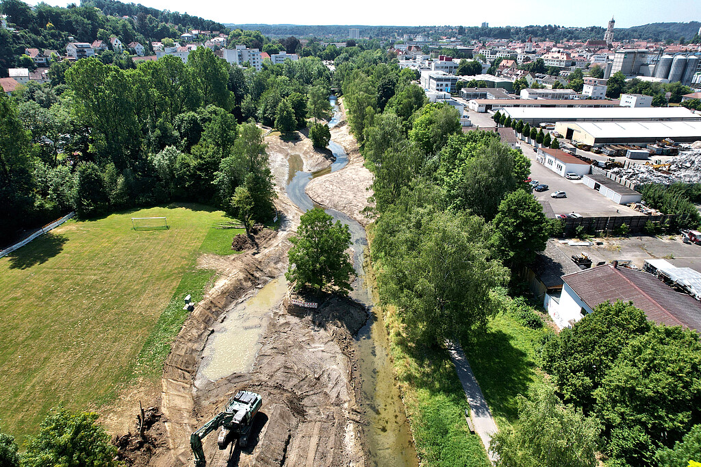 Bauarbeiten am Rißkanal in Biberach/Riß