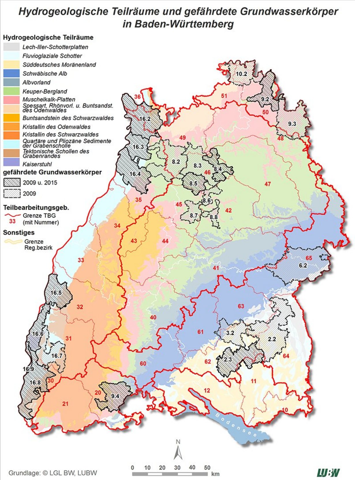 Gefährdete Grundwasserkörper Karte