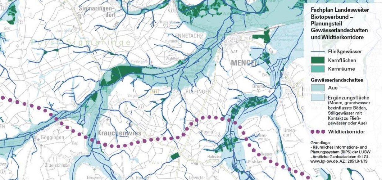 Fachplan Gewässerlandschaften u Wildtierkorridore für das Gebiet Forst Sigmaringen, Krauchenwies und Mengen