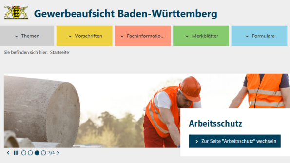 Startseite Homepage Gewerbeaufsicht Baden-Württemberg