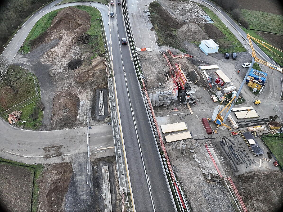 Drohnenaufnahme der Baustelle