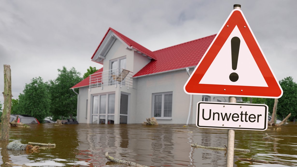 Im Hochwasser untergegangenes Haus