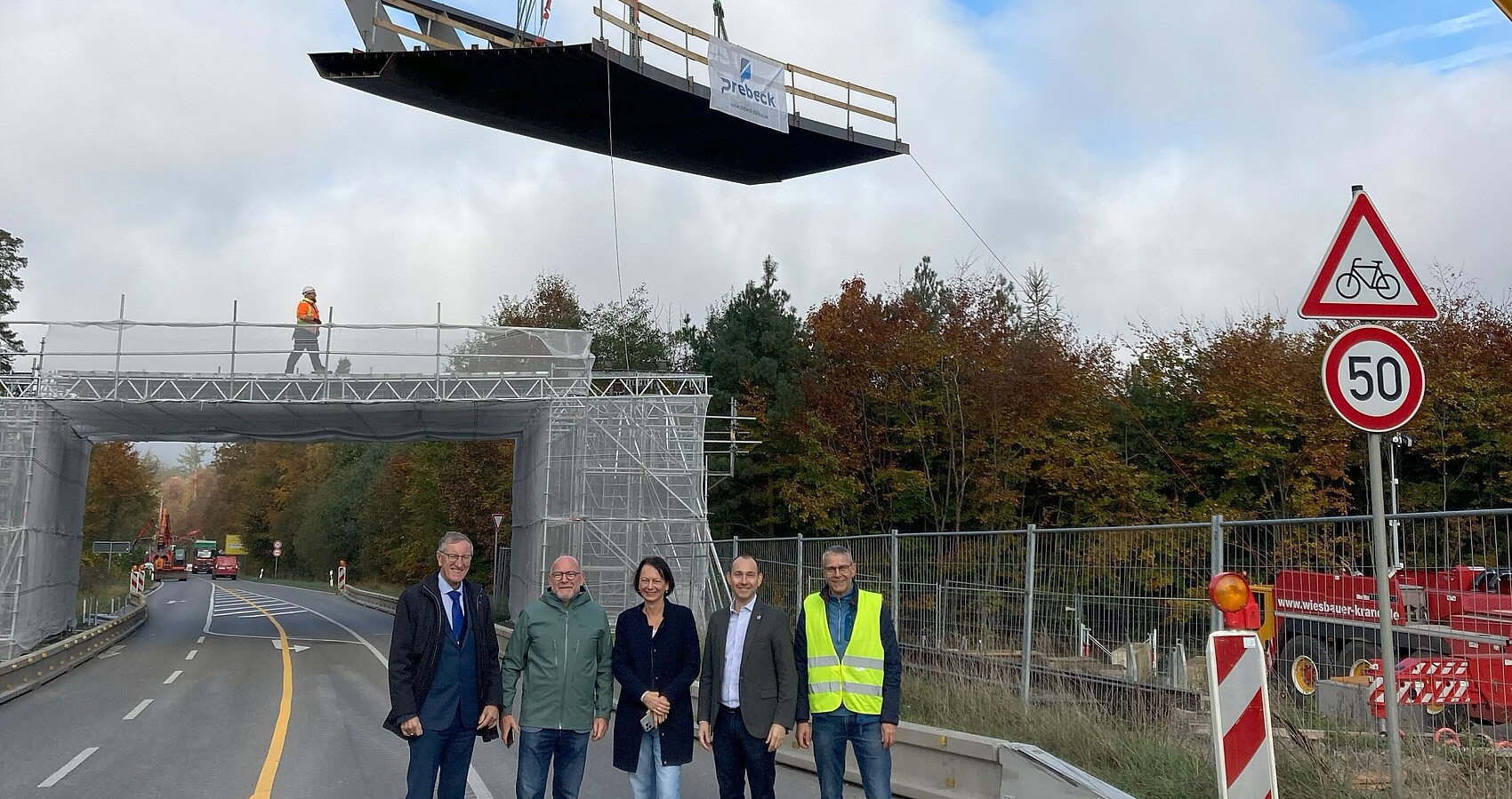 Landrat Roland Bernhard, Verkehrsminister Winfried Hermann, Regierungspräsidentin Susanne Bay, Oberbürgermeister Dr. Stefan Belz, Dezernent Verkehr und Ordnung Thomas Wagner