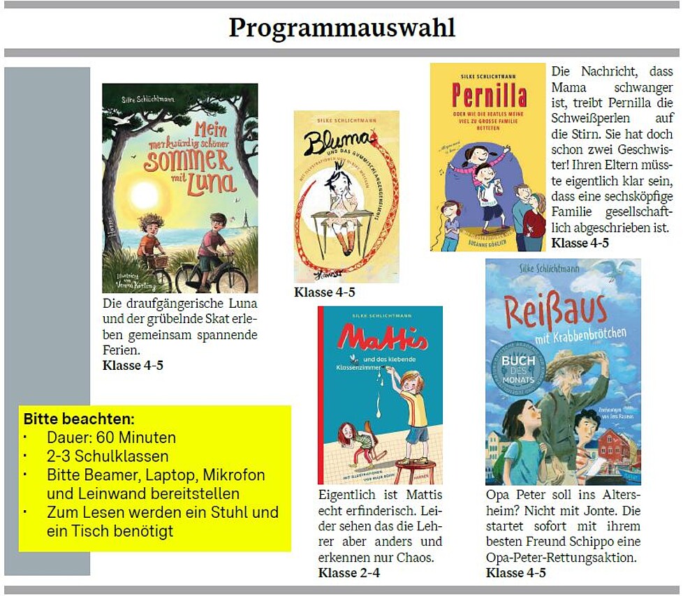 Auszug aus der Programmseite der Frederick-Veranstaltungsreise 2025 mit Silke Schlichtmann