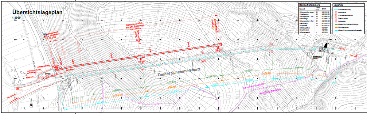 B 39 Schemelsbergtunnel Übersichtsplan
