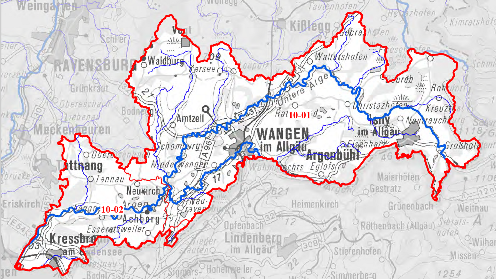 Übersichtskarte TBG 10 - Teilbearbeitungsgebiet Argen