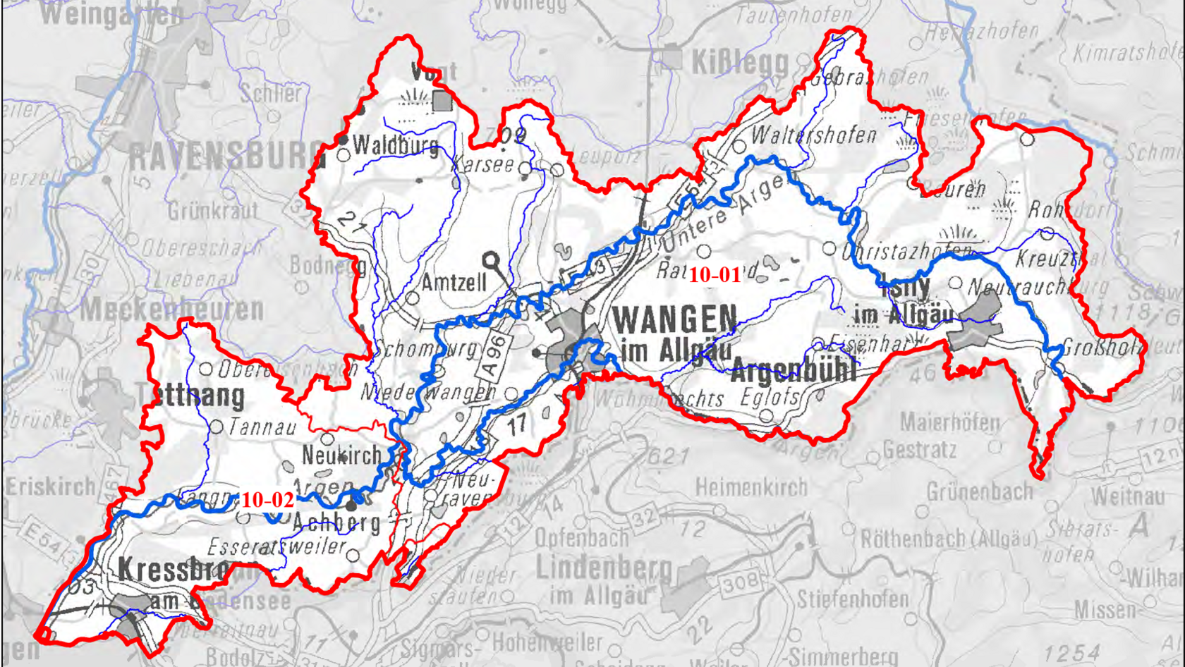 Übersichtskarte TBG 10 - Teilbearbeitungsgebiet Argen