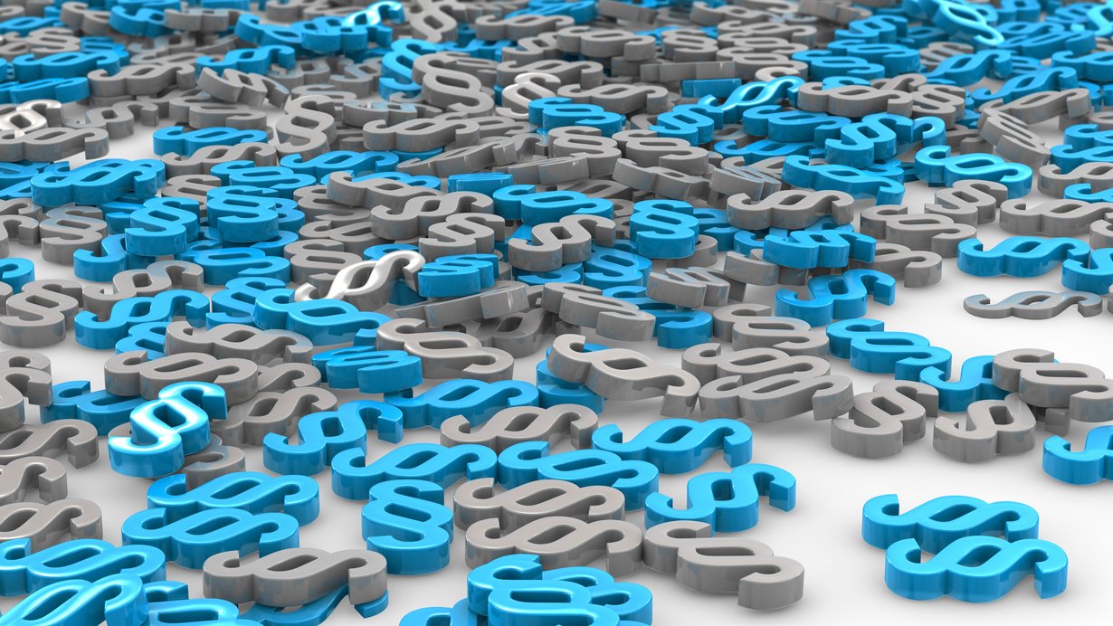 Blaue und graue Paragraphenzeichen